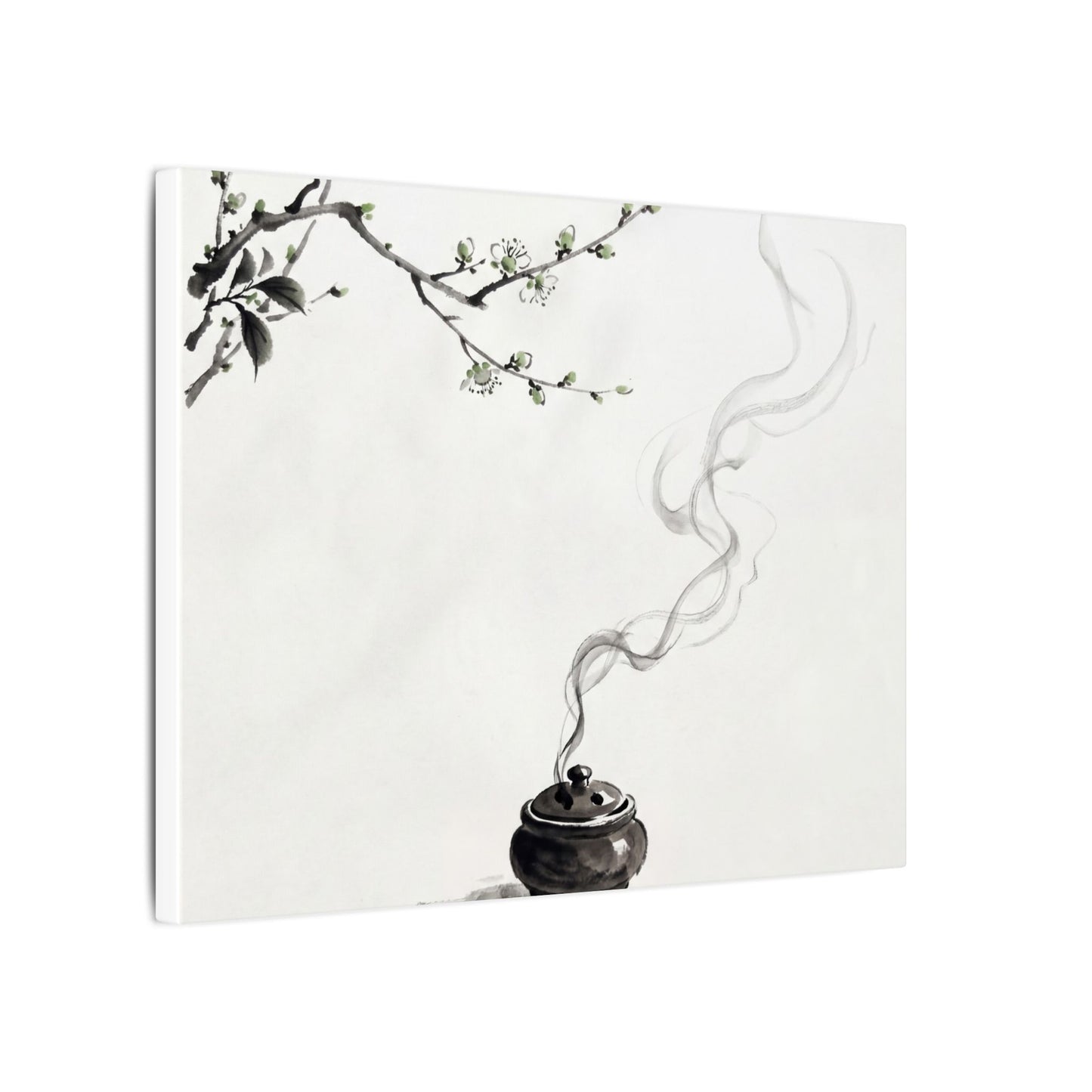 Calm Incense Smoke Canvas Art - Sumi E Zen