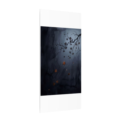 Autumn Cherry Blossom Charcoal Ink Canvas Art | Atmospheric Decor