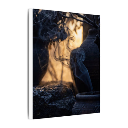 Incense Smoke Canvas Art | Winter Dark Japandi Shadow Zen Art