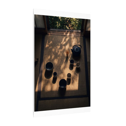 Shibui Tea Ceremony Canvas Art - Dark Japandi Shadow Zen