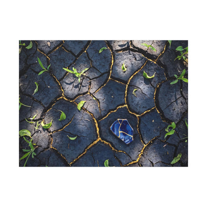 Cracked Earth Canvas Art | Spring Dark Japandi Moody Minimal Art