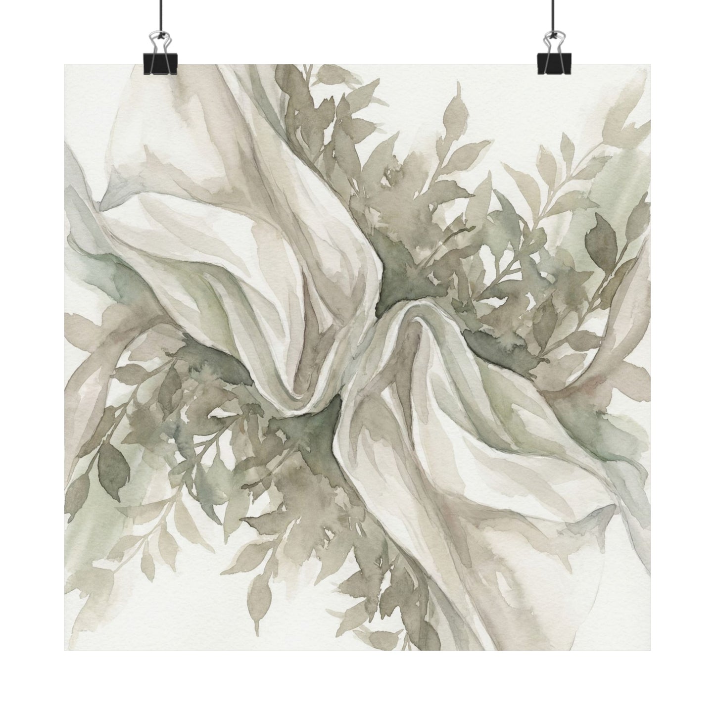 Silk Drape Watercolor Wall Art Print | Elegant Japandi Art Art Print