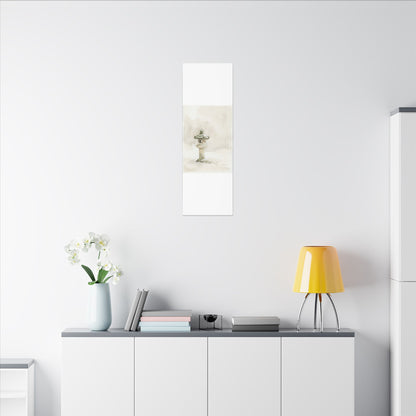 Stone Lantern Winter Canvas Art | Japandi Earthy Design