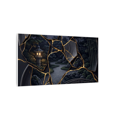 Kintsugi Moonlit Garden in Golden Hour | Gold Repair Canvas Art