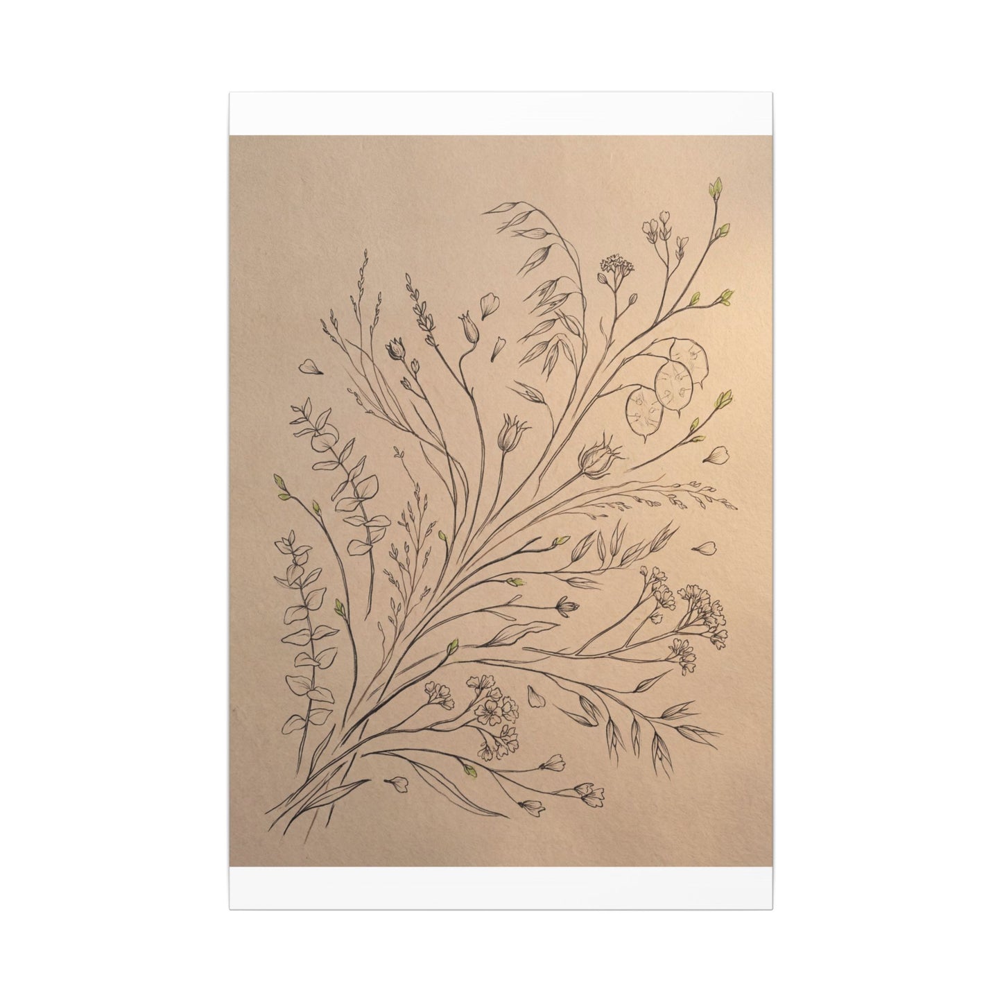 Dried Flowers Canvas Art | Spring Japandi Minimal Line Art