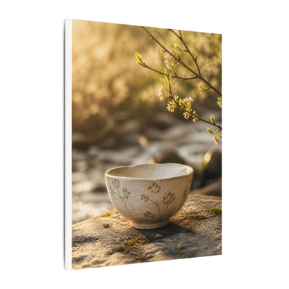 Neutral Ceramic Bowl Canvas Art - Japanese Pattern Japandi