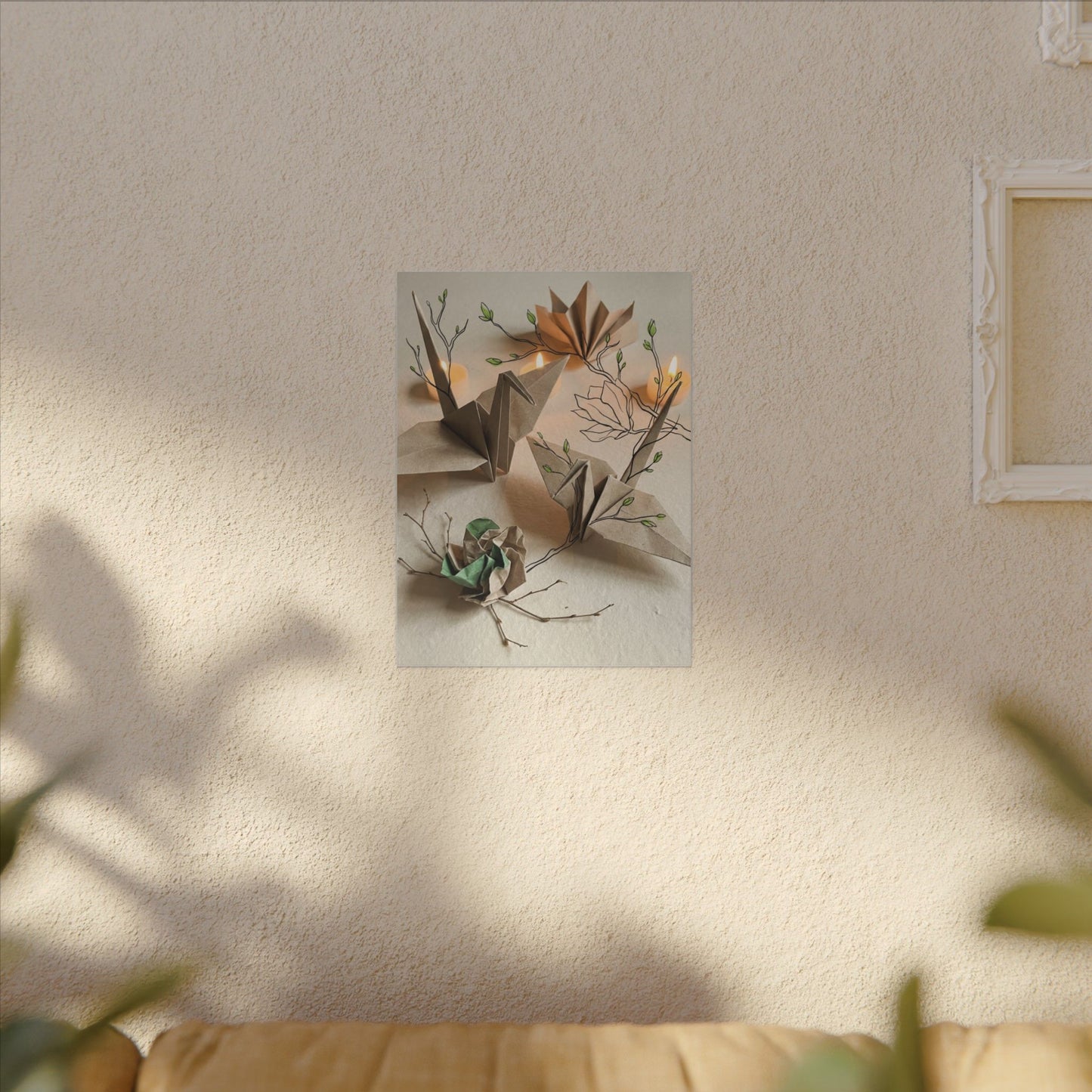 Paper Fold Spring Canvas Art | Japandi Earthy Design Art Print