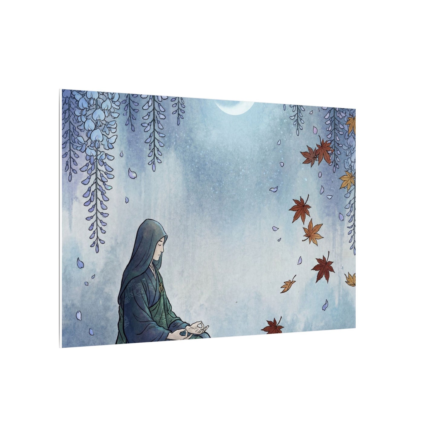 Zen Wisteria in Moonlight | Ukiyo E Inspired Canvas Art