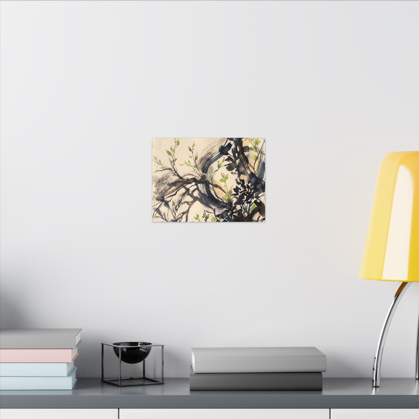 Ma Shadow Play Canvas Art - Dark Japandi Charcoal Ink