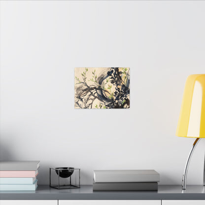 Ma Shadow Play Canvas Art - Dark Japandi Charcoal Ink