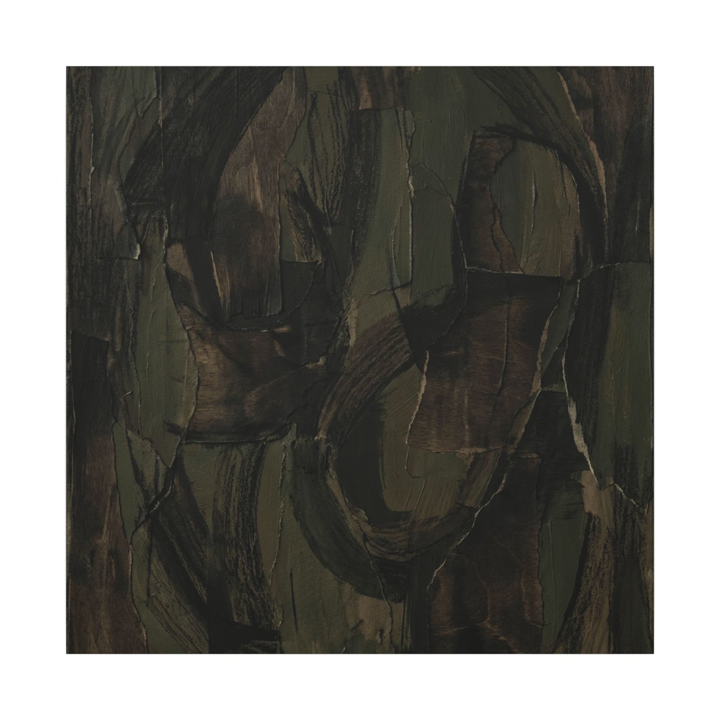 Mixed Media Dark Japandi Textured Canvas Art