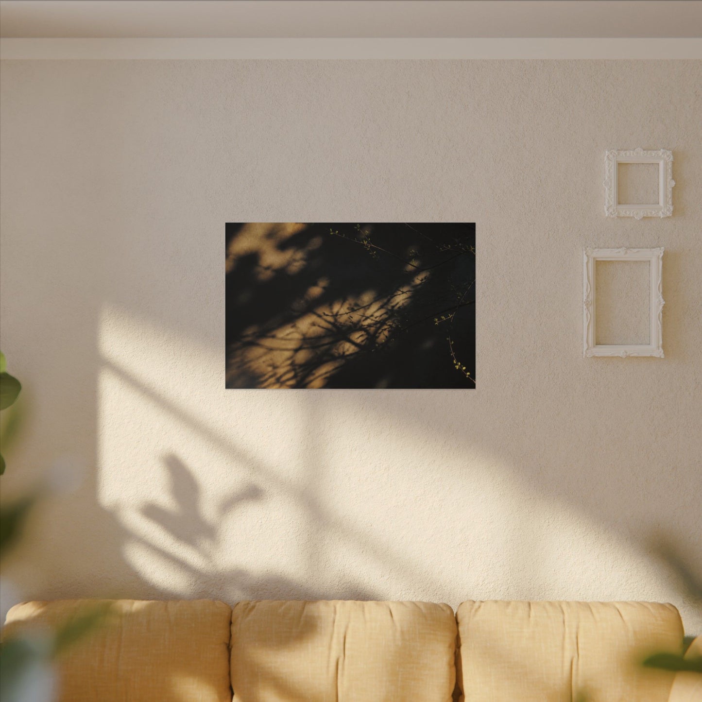 Moody Shadow Play Canvas Art - Moody Minimal Dark Japandi