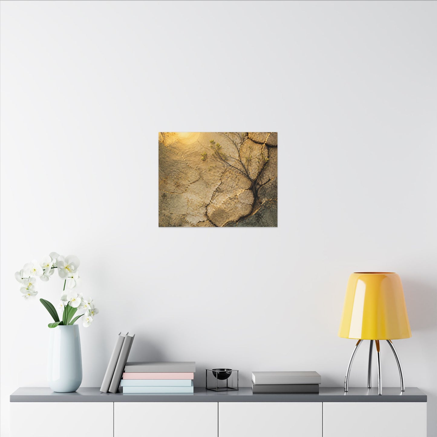 Cracked Earth Spring Canvas Art | Japandi Warm Design