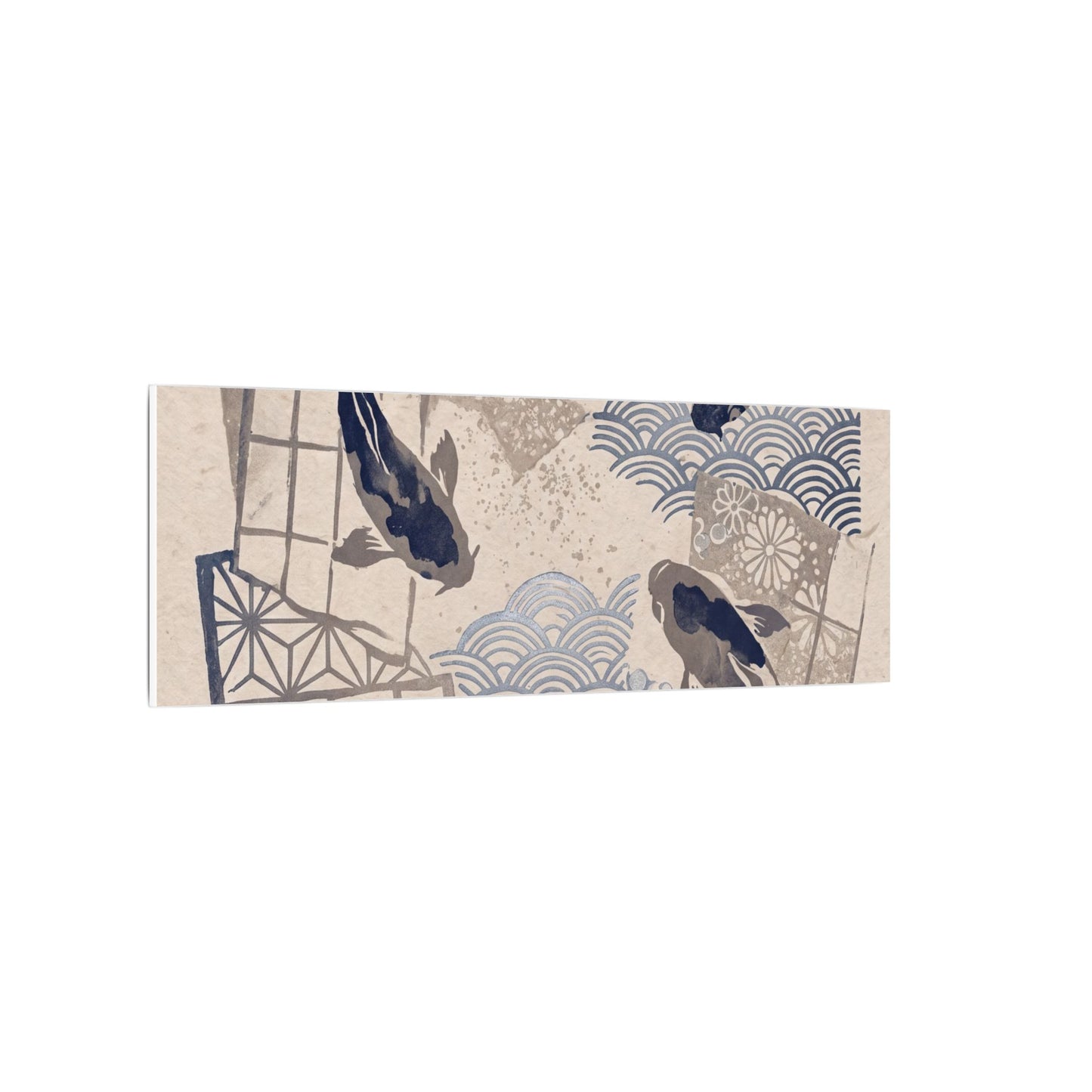 Earthy Koi Pond Canvas Art - Japanese Pattern Japandi