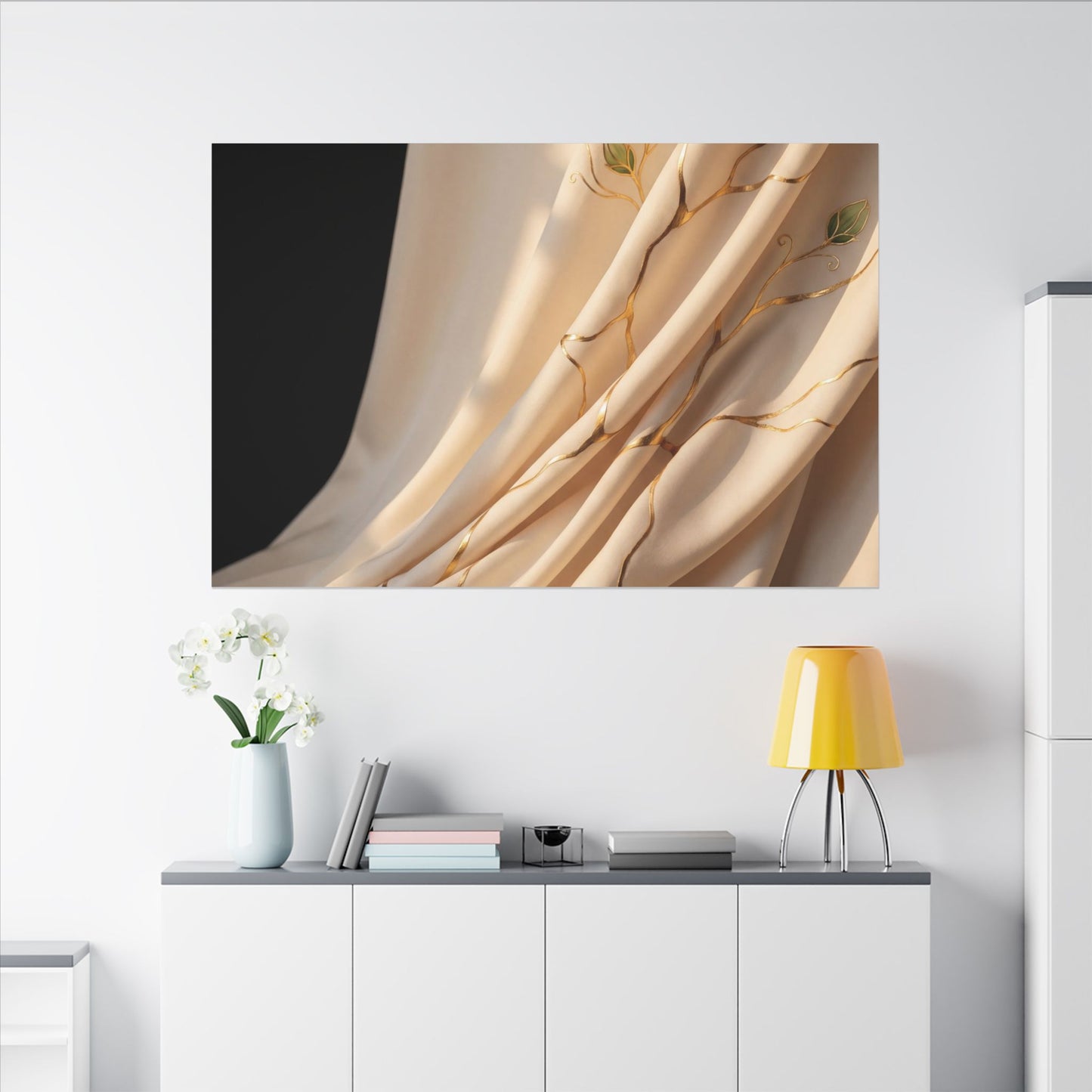 Golden Hour Silk Drape Canvas Art - Kintsugi Fukinsei