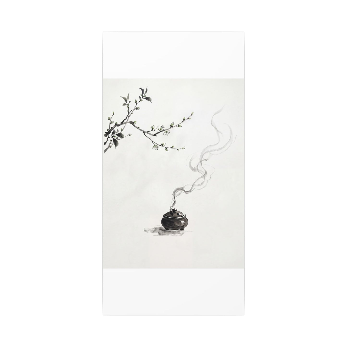 Calm Incense Smoke Canvas Art - Sumi E Zen