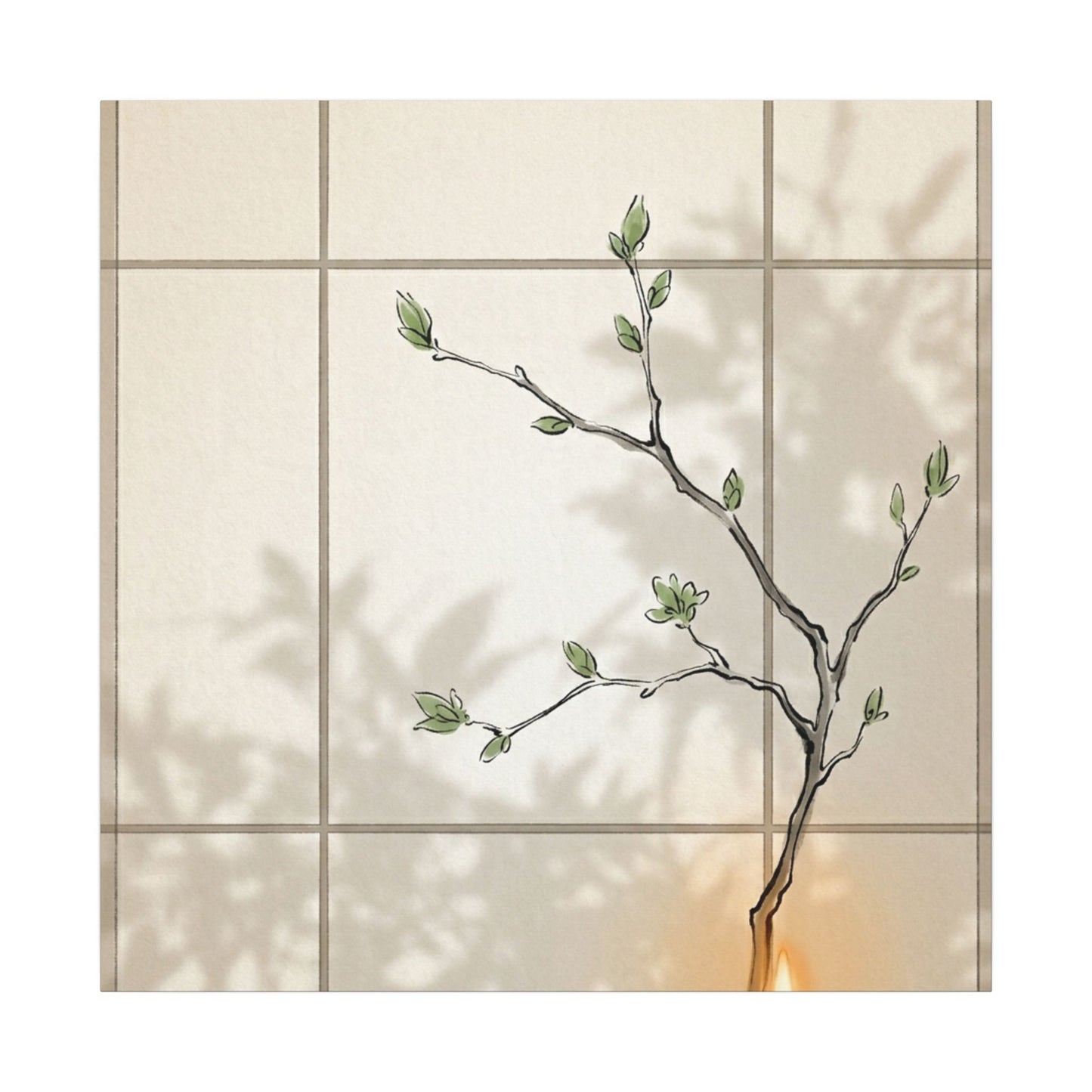 Shoji Screen Spring Canvas Art | Japandi Cozy Design