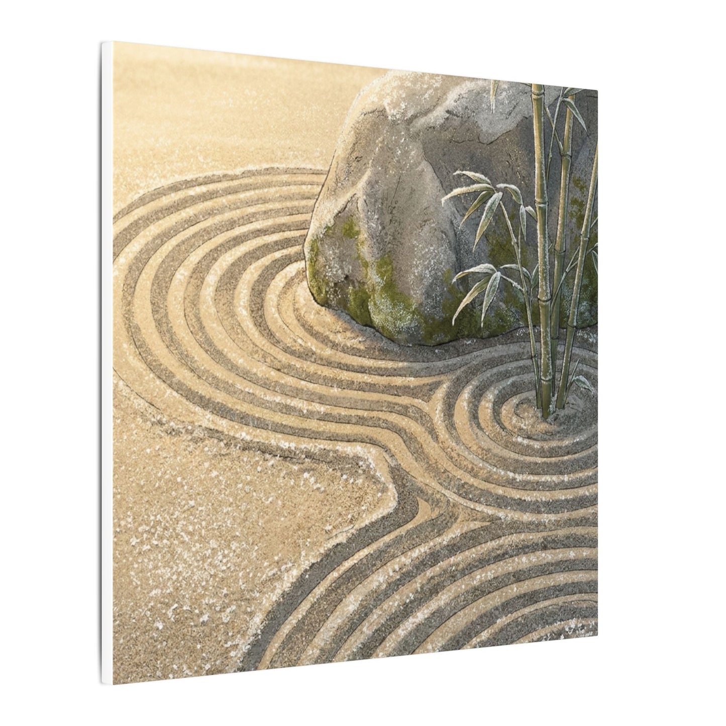 Rock Garden Winter Canvas Art | Zen Peaceful Design