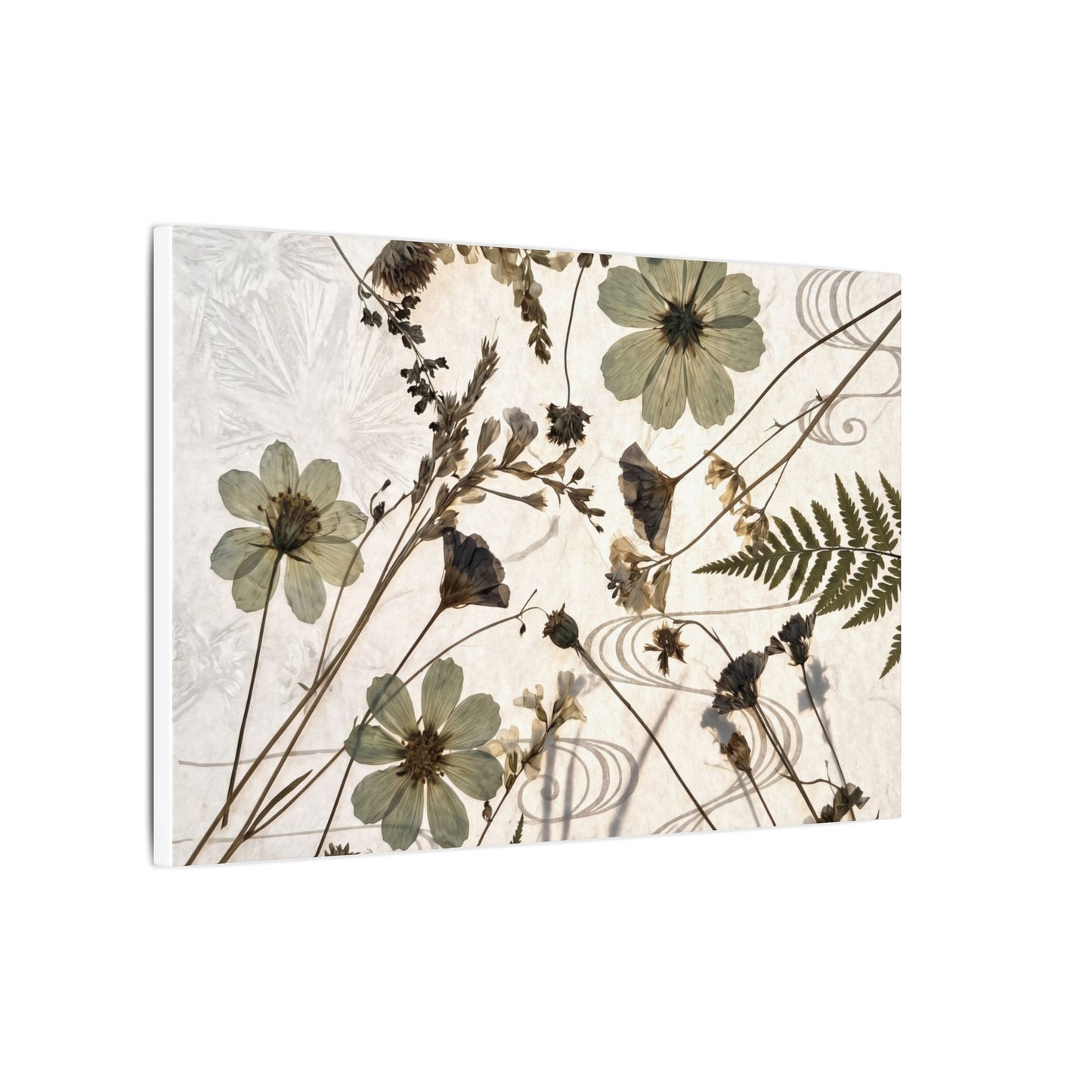 Japandi Dried Flowers in Golden Hour | Japanese Pattern Canvas Art