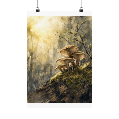Wild Mushrooms Spring Wall Art Print | Japandi Earthy Design