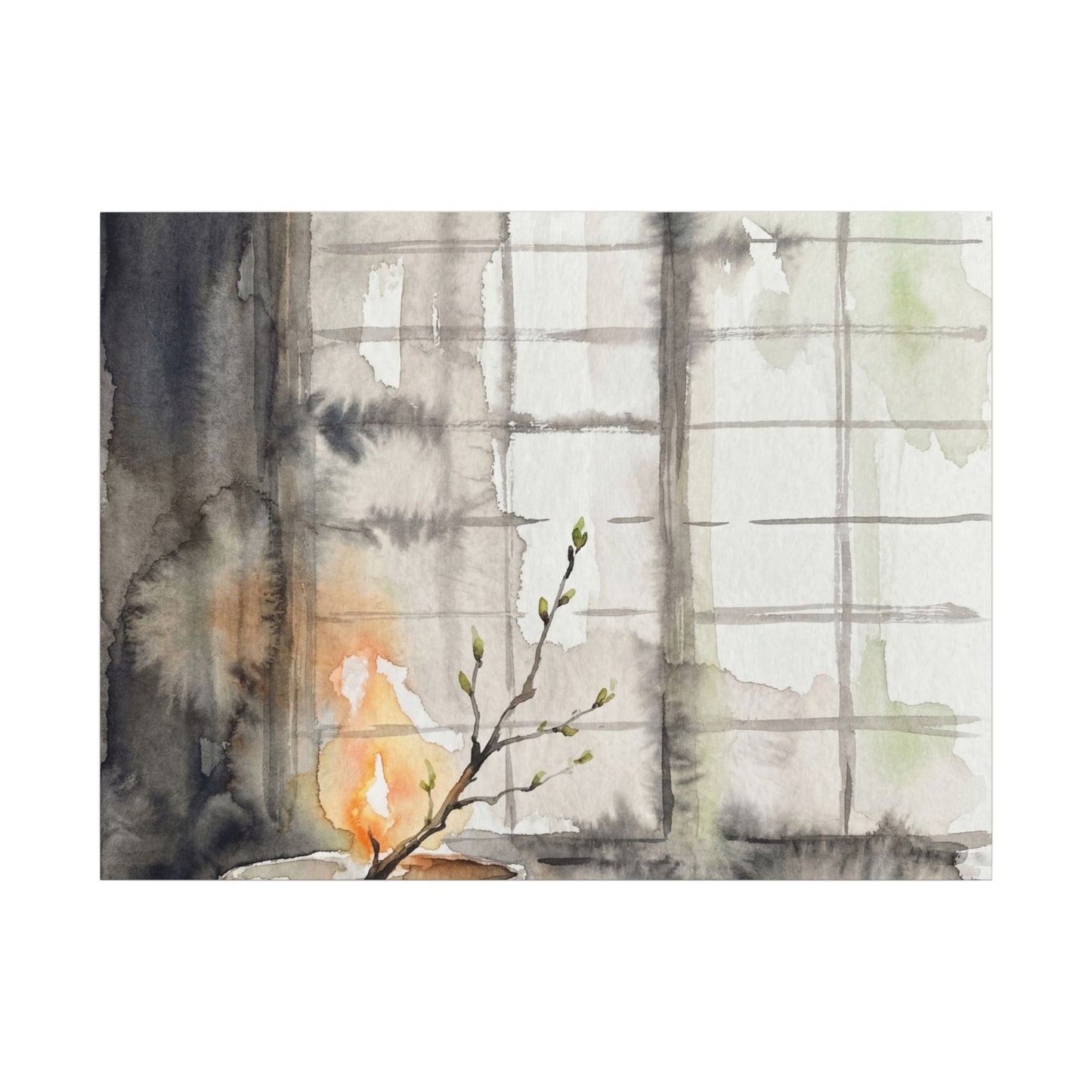 Shoji Screen Canvas Art | Spring Japandi Watercolor Art