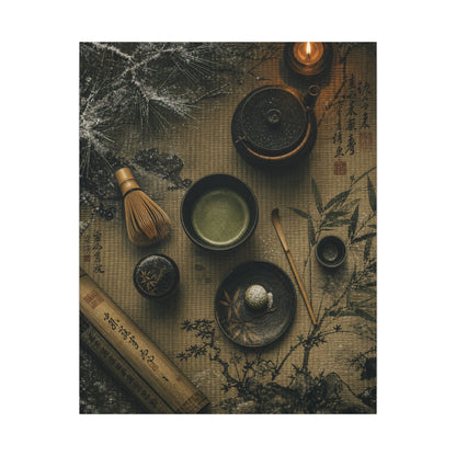 Tea Ceremony Canvas Art | Winter Zen Ukiyo E Inspired Art