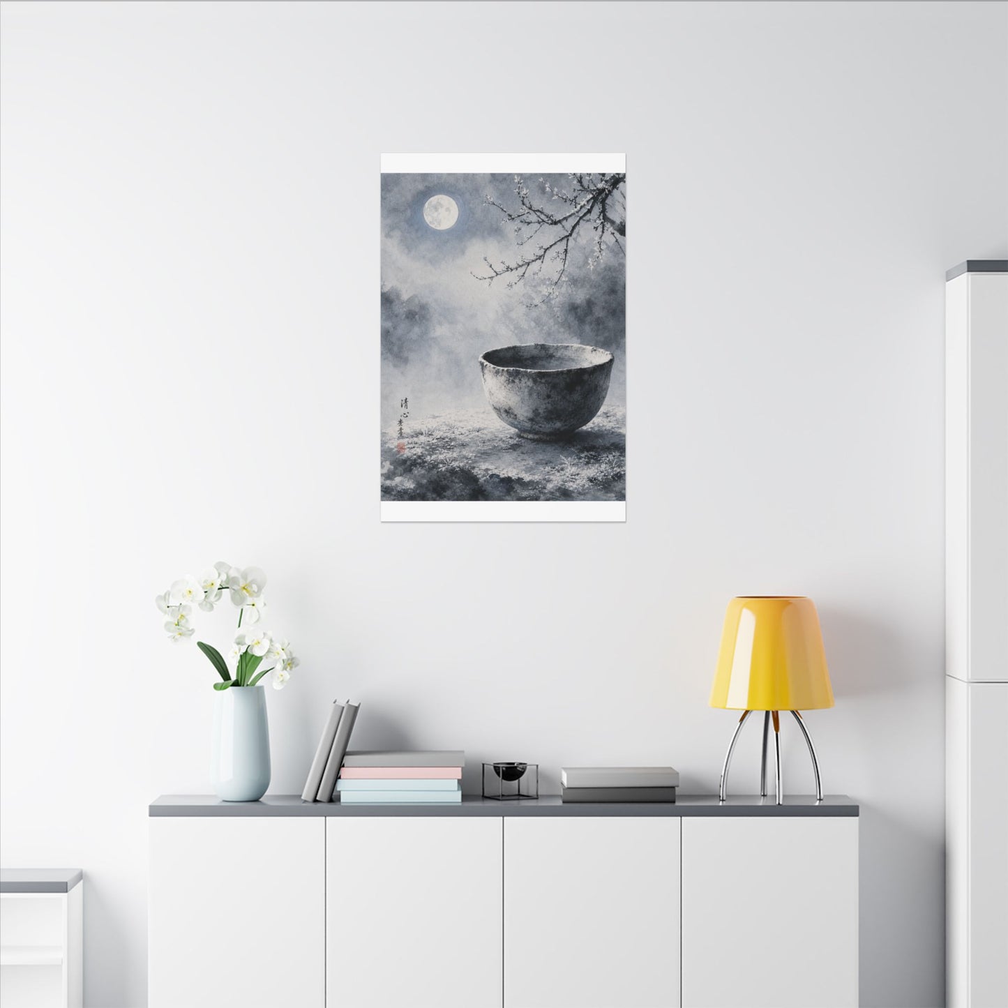 Seijaku Ceramic Bowl Canvas Art - Zen Sumi E