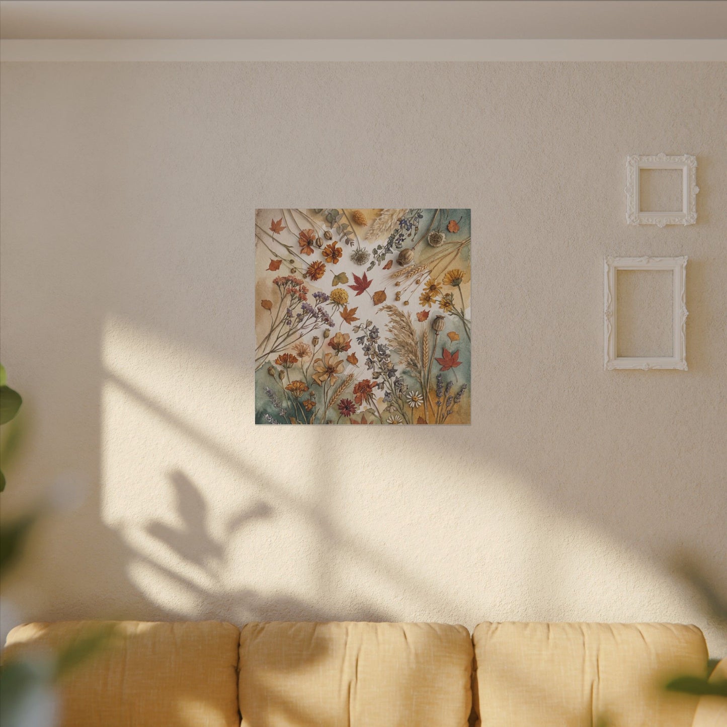 Dried Flowers Canvas Art | Autumn Japandi Watercolor Art
