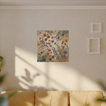Dried Flowers Canvas Art | Autumn Japandi Watercolor Art