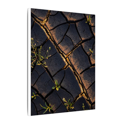 Kintsugi Cracked Earth in Golden Hour | Gold Vein Canvas Art