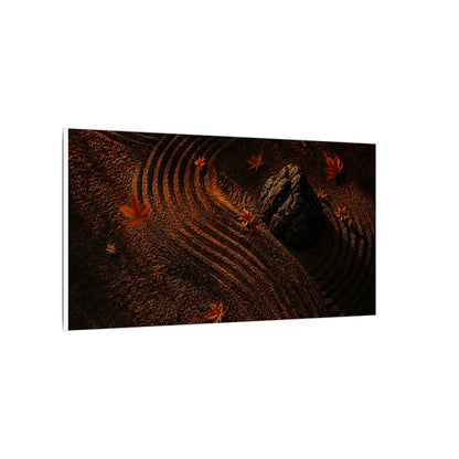 Dark Japandi Rock Garden in Golden Hour | Charcoal Ink Canvas Art
