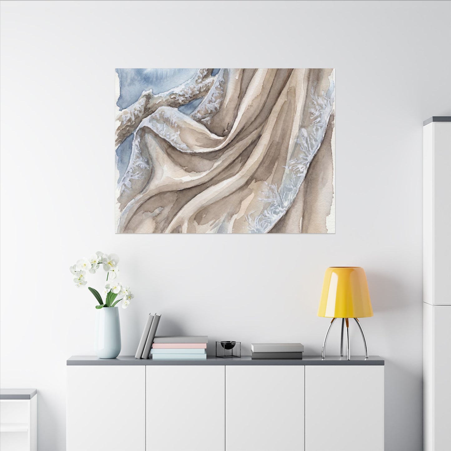 Silk Drape Winter Canvas Art | Japandi Cozy Design