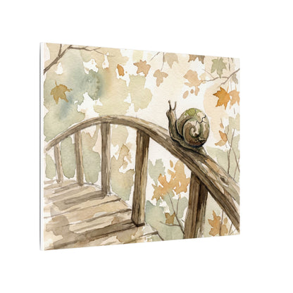 Wooden Bridge Canvas Art | Autumn Japandi Watercolor Art