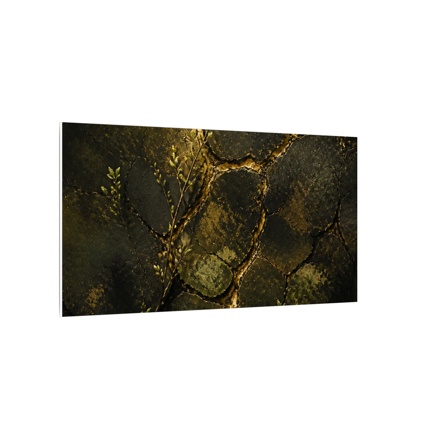 Shibui Cracked Earth Canvas Art - Dark Japandi Dark Texture