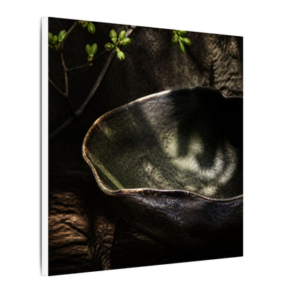 Sophisticated Ceramic Bowl Canvas Art - Dark Texture Dark Japandi