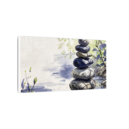 River Stones Sumi E Canvas Art | Serene Zen Art
