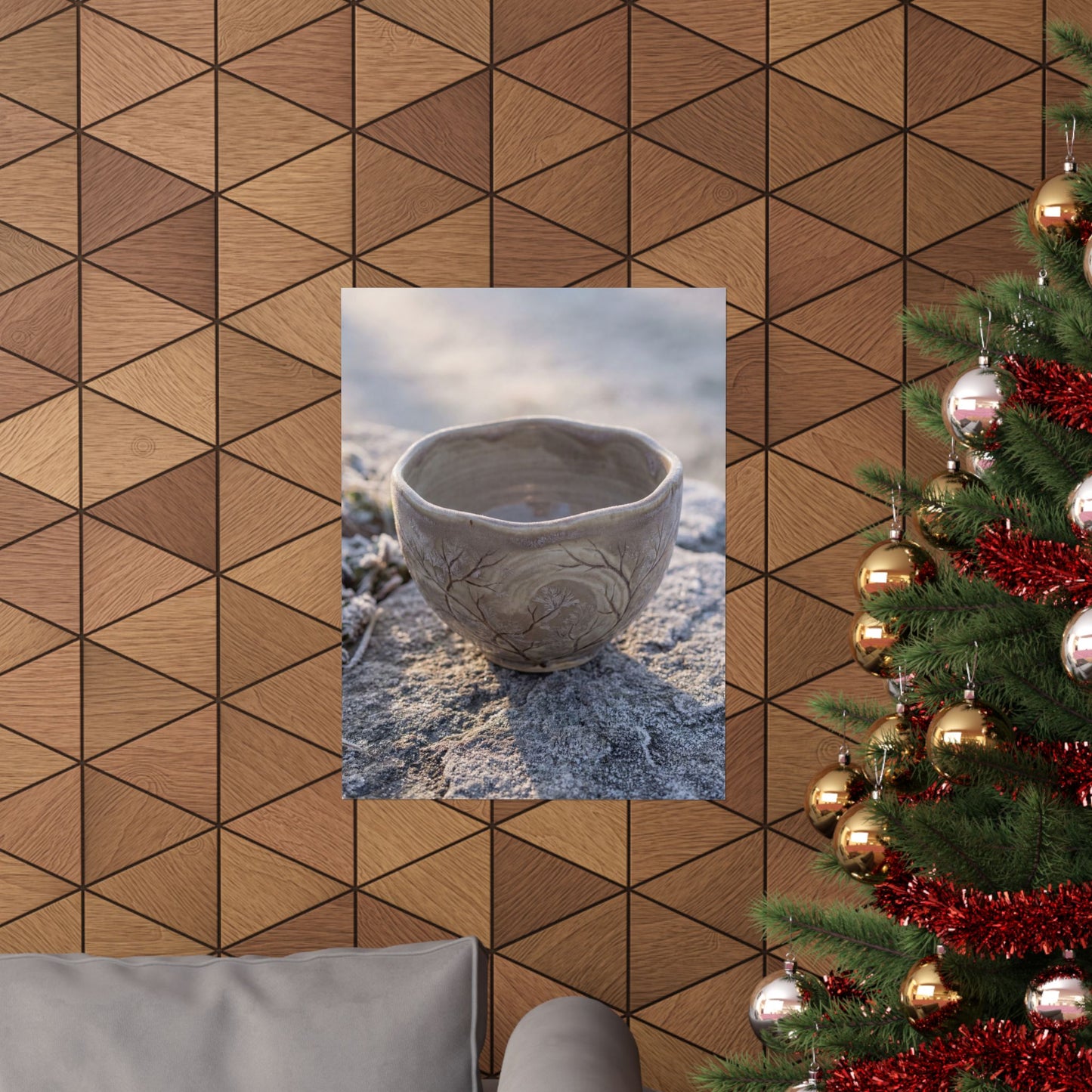 Japandi Ceramic Bowl in Dawn | Japanese Pattern Wall Art Print