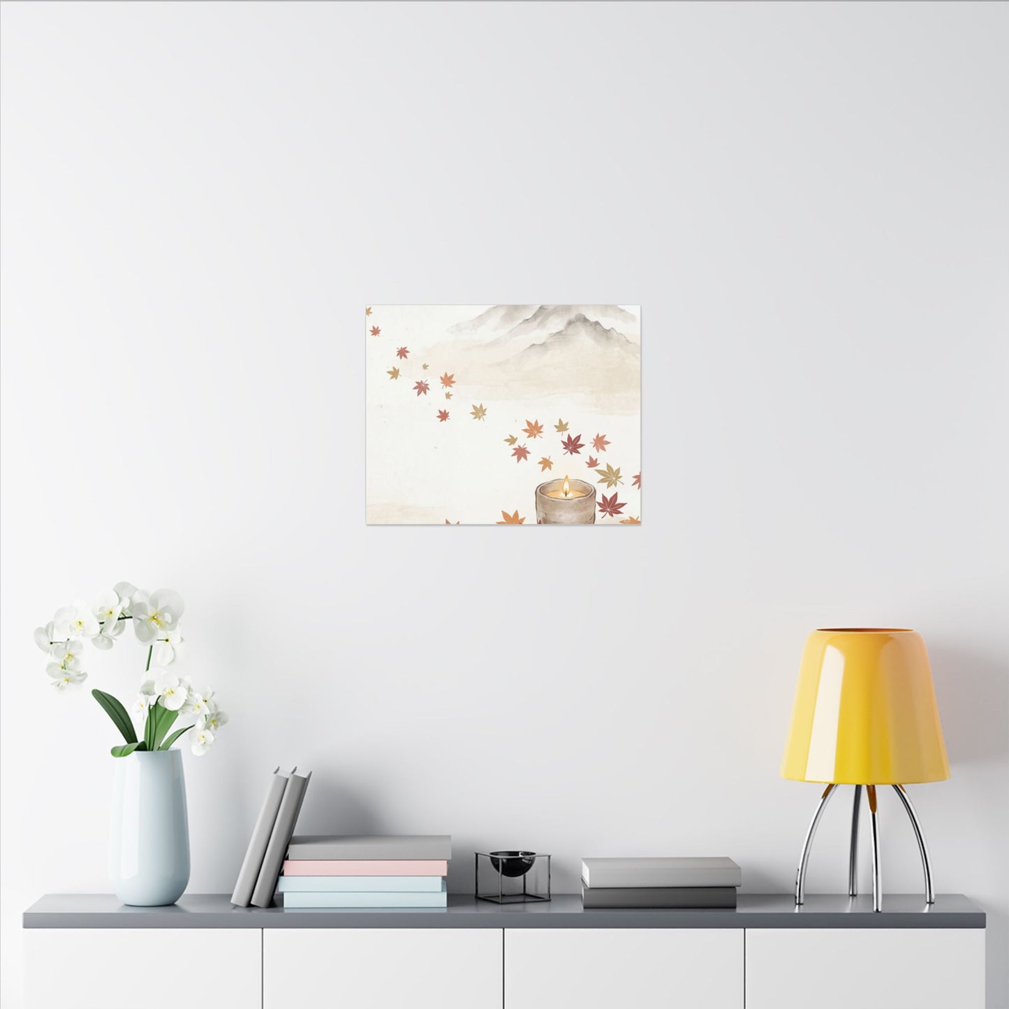 Earthy Mountain Mist Canvas Art - Japanese Pattern Japandi