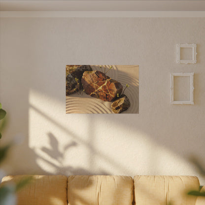 Kanso Rock Garden Canvas Art - Kintsugi Crackle Gold