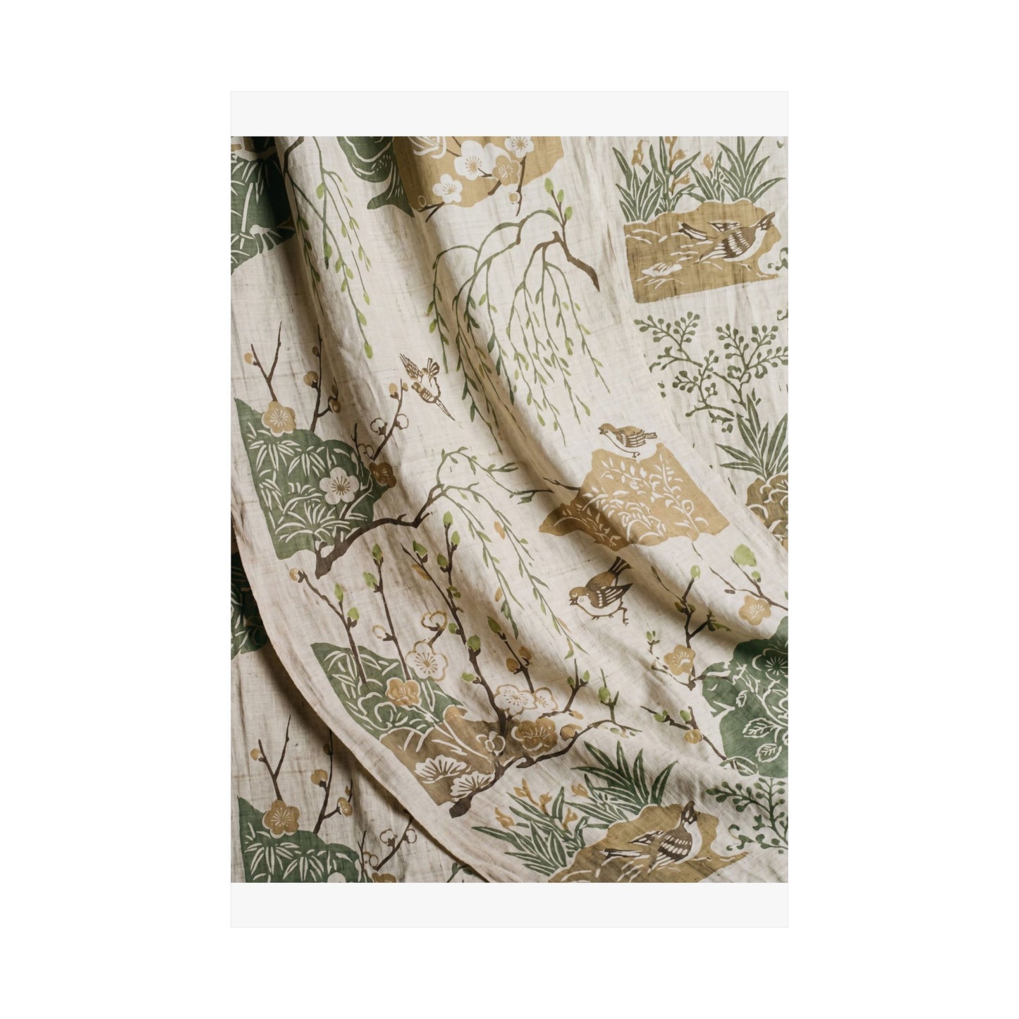 Silk Drape Japanese Pattern Wall Art Print | Neutral Japandi Art