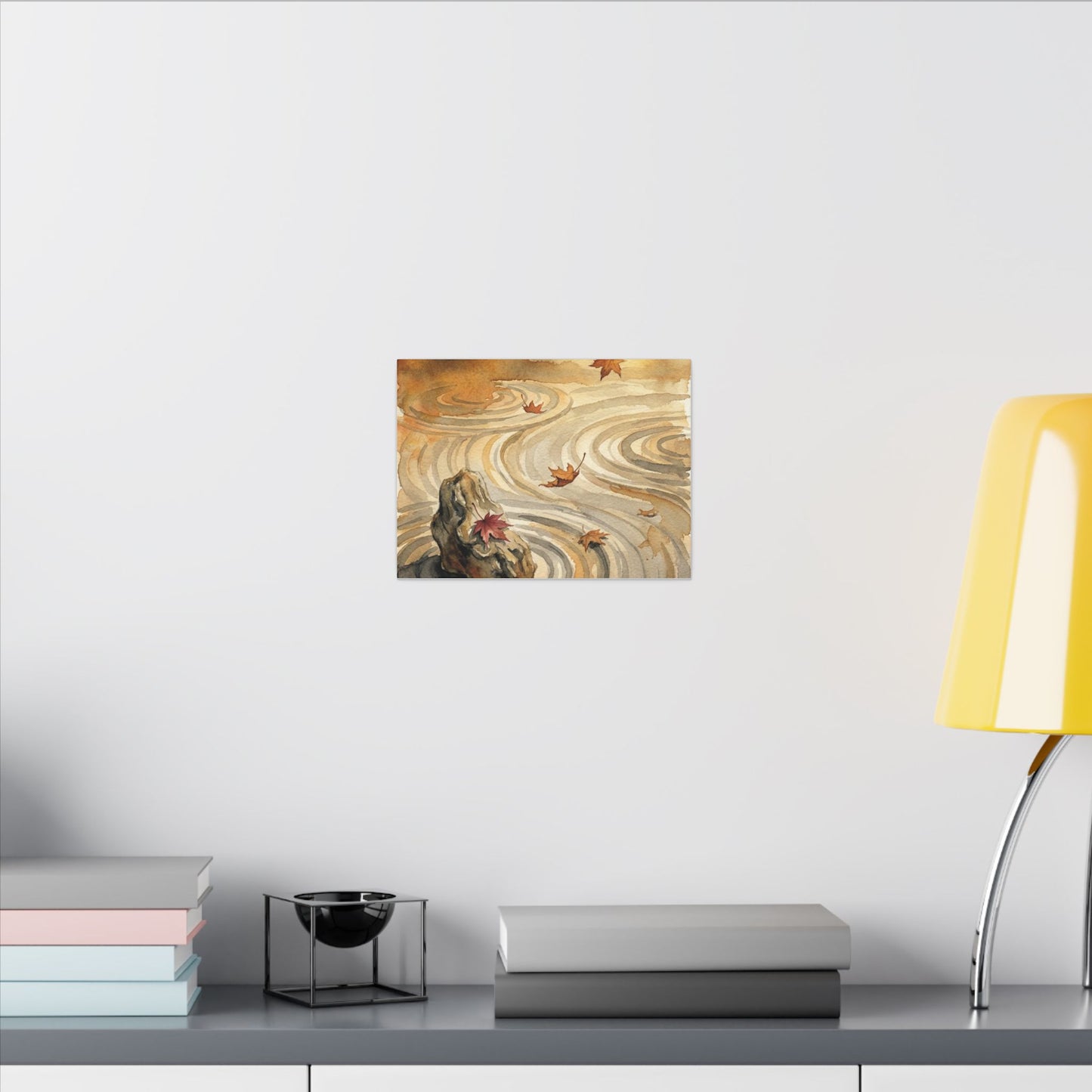 Autumn Rock Garden Watercolor Canvas Art | Neutral Decor