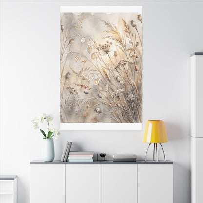 Winter Dried Flowers Watercolor Canvas Art | Warm Decor