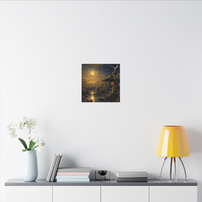Spring Moonlit Garden Gold Vein Canvas Art | Resilient Decor