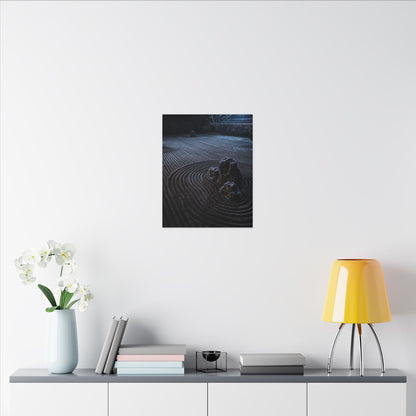 Moonlight Rock Garden Canvas Art - Dark Japandi Seijaku