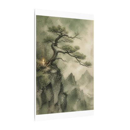 Candlelight Pine Tree Canvas Art - Japandi Kanso