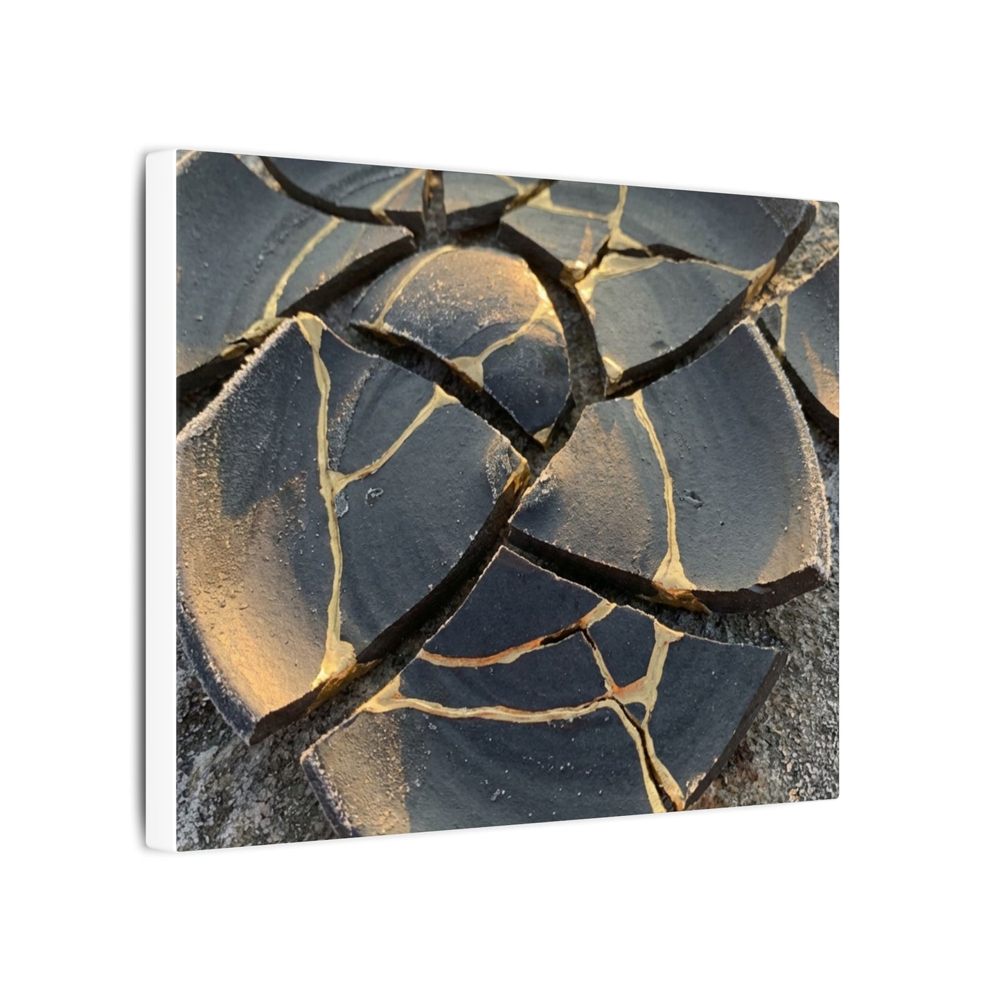Broken Pottery Winter Canvas Art | Kintsugi Resilient Design