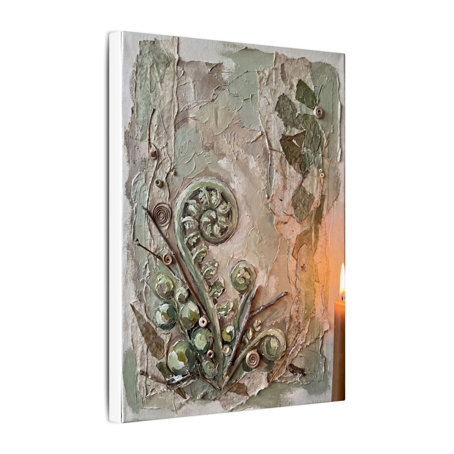 Datsuzoku Fern Unfurling Canvas Art - Japandi Texture