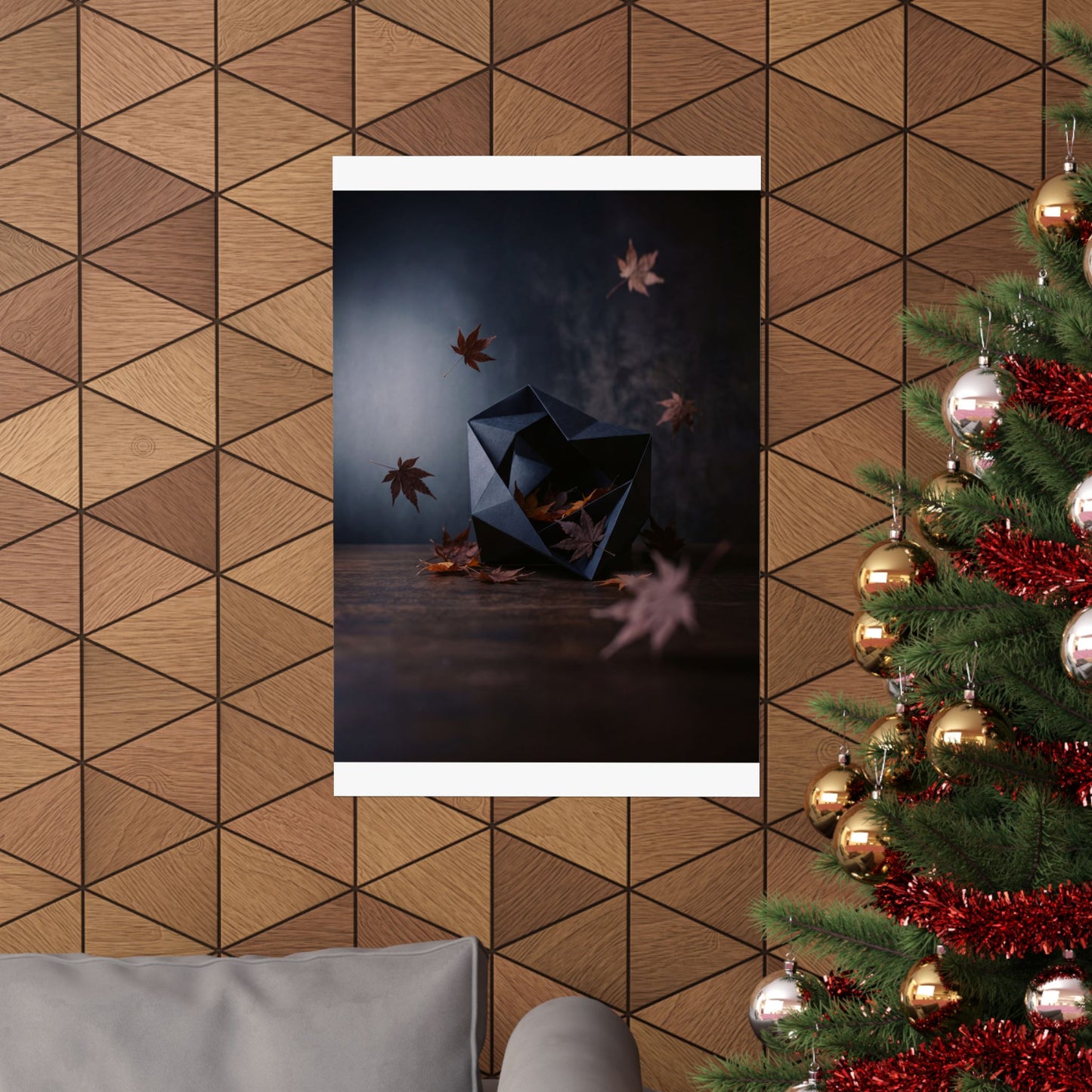 Paper Fold Shadow Zen Wall Art Print | Atmospheric Dark Japandi Art