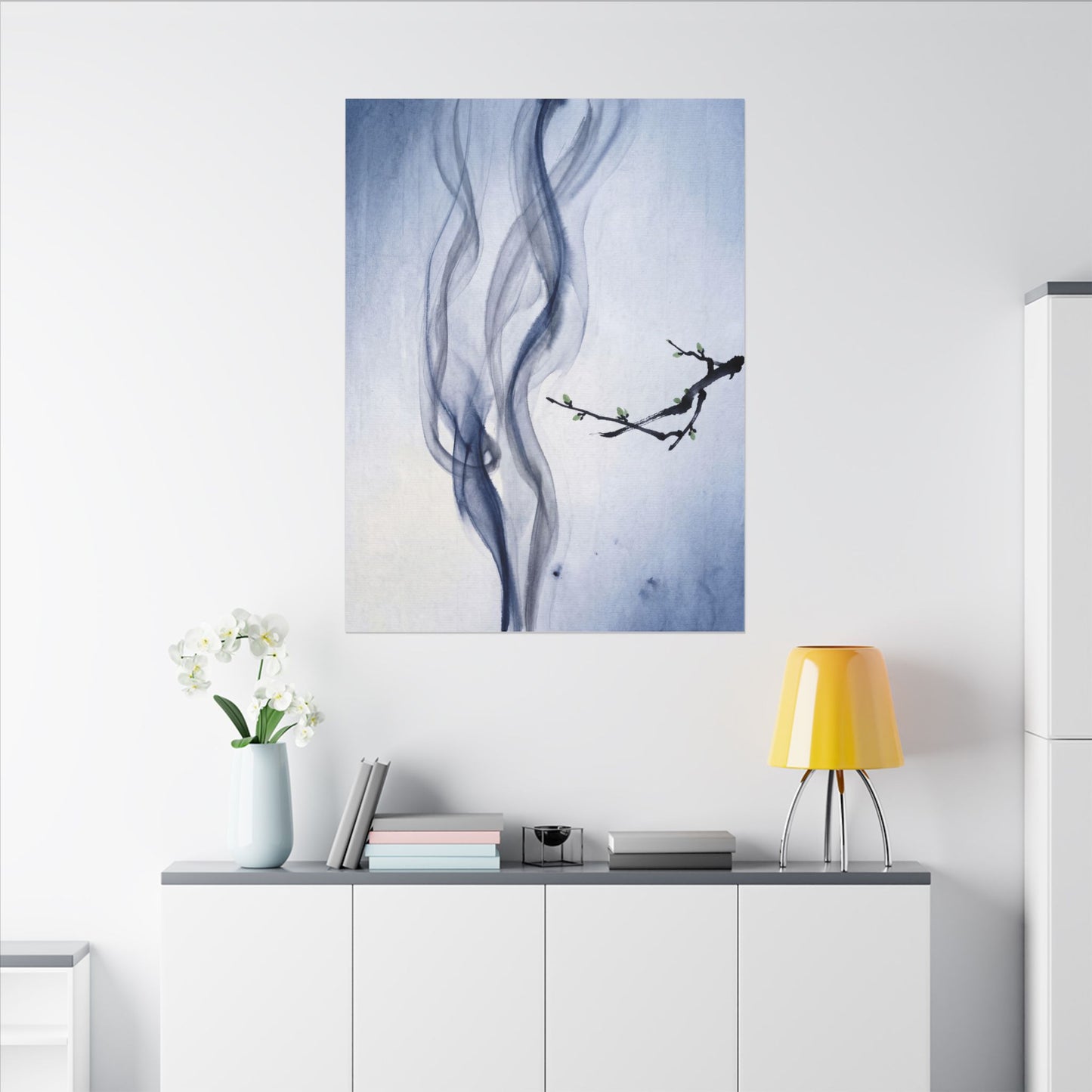 Incense Smoke Spring Canvas Art | Zen Tranquil Design