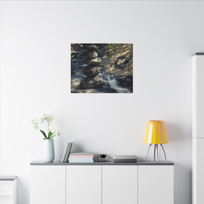 Kintsugi River Stones in Dappled | Broken Beauty Canvas Art